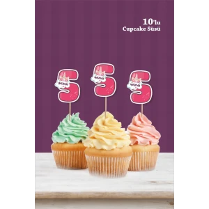 Unicorn Temalı * 5 (beş) Yaşında Cupcake Süsü 10lu
