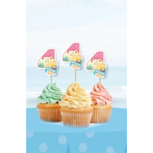 Summer Yaz Temalı 4 Yaşında Cupcake Süsü 10lu