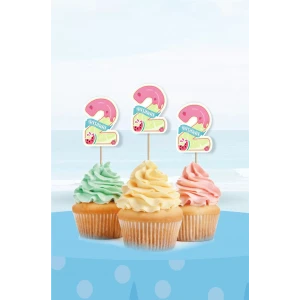 Summer Yaz Temalı 2 Yaşında Cupcake Süsü 10lu