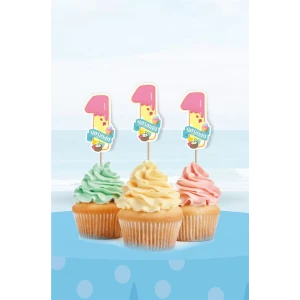 Summer Yaz Temalı * 1 Yaşında Cupcake Süsü 10lu