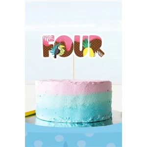 Summer Yaz Temalı FOUR (4) Pasta Süsü *Kalın Kağıt