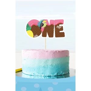 Summer Yaz Temalı ONE (1) Pasta Süsü *Kalın Kağıt