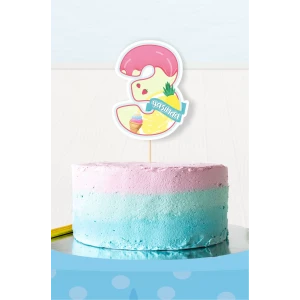 Summer Yaz Temalı 3 Yaşında (üç) Pasta Süsü *Kalın Kağıt