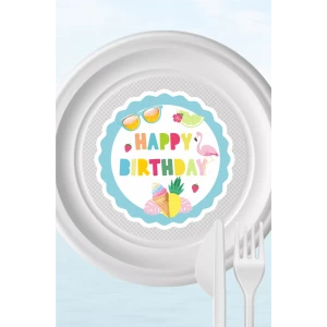 Summer Yaz Temalı Tabak Sticker 15li * Yapışkanlı Kağıt