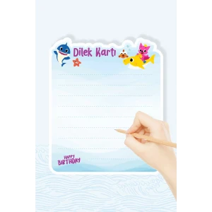 Baby Shark Teması Dilek Kartı 20li *Kalın Kağıt