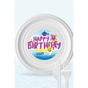 Baby Shark Temalı Tabak Sticker (Etiket) 15li * Yapışkanlı Kağıt