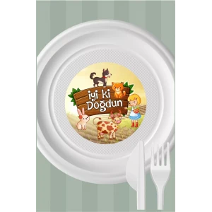 Çiftlik Konseptli Tabak Sticker (Etiket) 15li * Yapışkanlı Kağıt