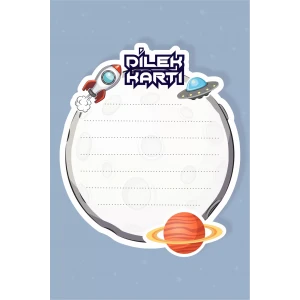 Uzay Temalı Dilek Kartı 20li *Kalın Kağıt