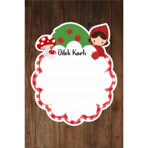 Kırmızı Başlıklı Kız Dilek Kartı 20li *Kalın Kağıt