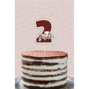 Safari Pastel 2 Yaşında (iki) Pasta Süsü *Kalın Kağıt