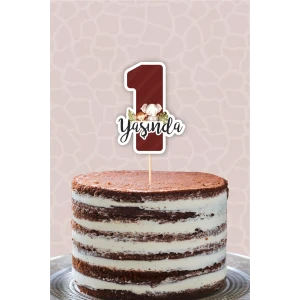 Safari Pastel 1 Yaşında (Bir) Pasta Süsü *Kalın Kağıt