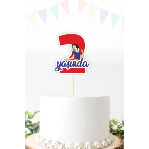 Pamuk Prenses 2 Yaşında (iki) Pasta Süsü *Kalın Kağıt