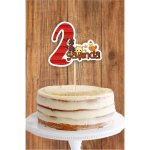 Çiftlik Konseptli 2 Yaşında (iki) Pasta Süsü *Kalın Kağıt