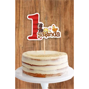 Çiftlik Konseptli 1 Yaşında (Bir) Pasta Süsü *Kalın Kağıt