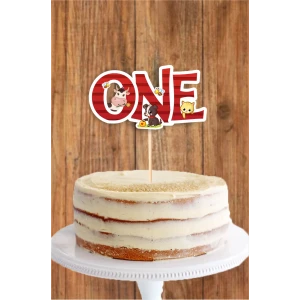 Çiftlik Konseptli ONE Pasta Süsü *Kalın Kağıt