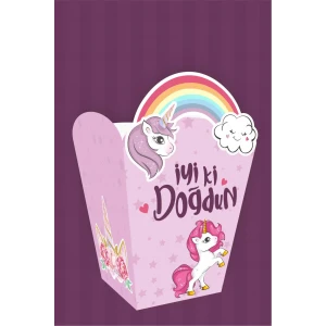 Unicorn Temalı Popcorn Kutusu (mısır) 8li