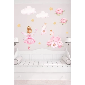 Balerin ve Kuğu Duvar Sticker 50x70 cm