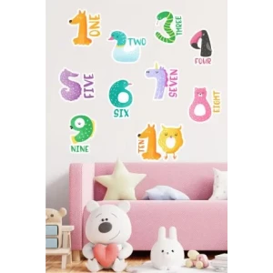 İngilizce Sayılar Eğitici Duvar Sticker 50x70 cm