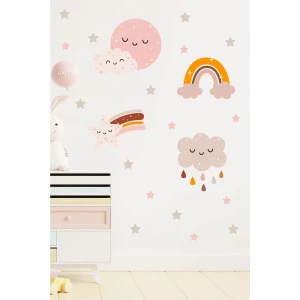 Pastel Gökyüzü + Yıldız 140 Adet Duvar Sticker 50x100cm