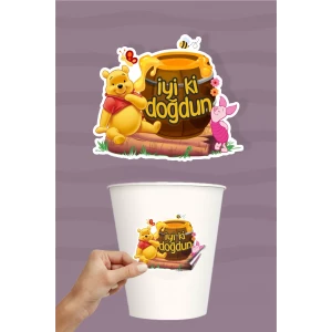 Winnie the Pooh Temalı Sticker 20li  (yapışkanlı kağıt)