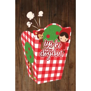Kırmızı Başlıklı Kız Konseptli Popcorn (MISIR) Kutusu *8li