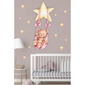 Yıldızlı Sallanan Ayıcık Duvar Sticker Seti