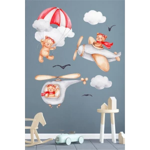 Ayıcık Bulutların Üzerinde Duvar Sticker Seti