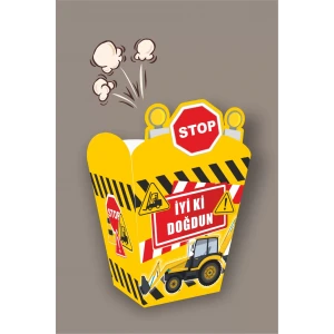 İş Makinaları Doğum Günü * Popcorn Kutusu (mısır) 8li