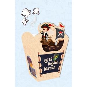 Korsan Konsepti Doğum Günü * Popcorn Kutusu (mısır) 8li