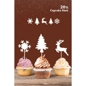 Kar Konsepti Cupcake Süsü 20li (Kalın Kağıt) * Doğum Günü