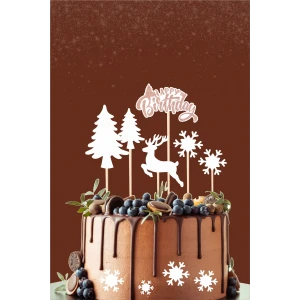 Kar Konsepti *Doğum Günü *Pasta Süsü (Kalın Kağıt)