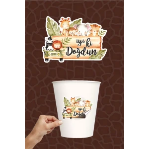 Safari Hayvanları Pastel *Sticker 20li *Yapışkanlı Kağıt
