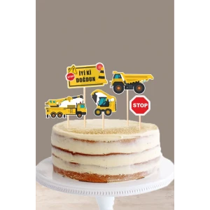 İş Makinaları Kürdanlı Pasta Süsü **Kalın Kağıt