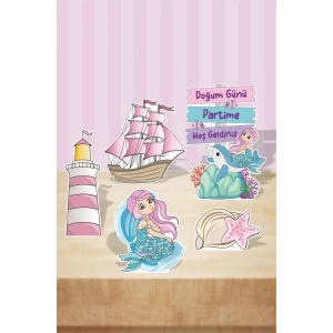 Deniz Kızı Ayaklı Pano Seti (Masa Üstü) ** Kalın Kağıt