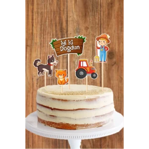 Çiftlik Konseptli Erkek Pasta Süsü  *Kalın Kağıt