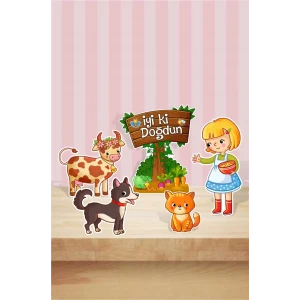 Çiftlik Konseptli Farm OneBaby Ayaklı Pano Seti ( Masa Üstü ) ** Kalın Kağıt