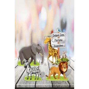 Safari Hayvanlar Ayaklı Pano Seti ( Masa Üstü ) ** Kalın Kağıt