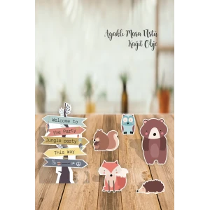 Wild Jungle Party Ayaklı Pano Seti Kağıt Figürler Vahşi Hayvanlar Parti Seti