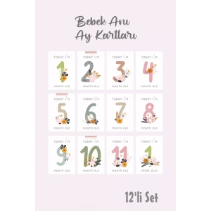 Bebek Aylık Fotoğraf Çekim Anı Kartı ( Flowers )