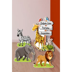 Safari Hayvanlar Ayaklı Pano Seti ( Ayaklı Dekor Pano )