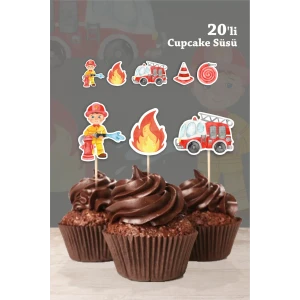 İtfaiye Temalı Cupcake Süsü 20li