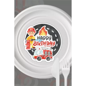 İtfaiye Temalı Tabak Sticker (Etiket) 15li * Yapışkanlı Kağıt