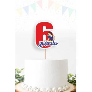 Pamuk Prenses Temalı 6 (altı) Yaşında Pasta Süsü *Kalın Kağıt