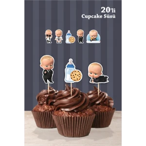 Patron Bebek Boss Baby Teması Cupcake Süsü 20li