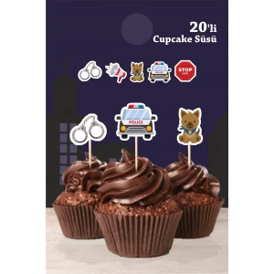 Polis Temalı Cupcake Süsü 20li