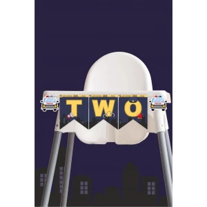 Polis Temalı TWO 2 Banner (Kalın Kağıt) Doğum Günü