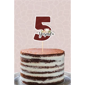Safari Pastel 5 Yaşında (beş) Pasta Süsü *Kalın Kağıt