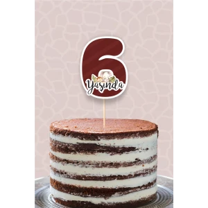 Safari Pastel 6 Yaşında (altı) Pasta Süsü *Kalın Kağıt