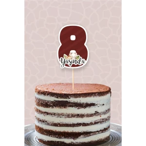 Safari Pastel 8 Yaşında (sekiz) Pasta Süsü *Kalın Kağıt