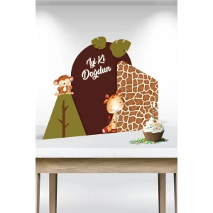 Safari Pastel Parçalı Ayaklı Pano 3Boyutlu (Masa Üstü) * Kalın Kağıt